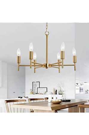 ZEYBİLİŞİM Vaneo 6 Lı Gold Modern Genç Odası Mutfak Salon Avize