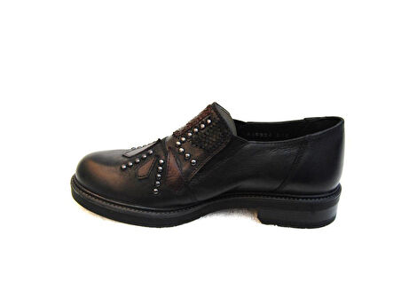  Venüs 1849924k Kadın Hakiki Deri Atom Siyah Ve Vizon  Ayakkabı 184992k