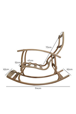 Padişah Erciyes Ahşap Çift Minderli Çift Cepli Sallanan Sandalye Gri/Krem