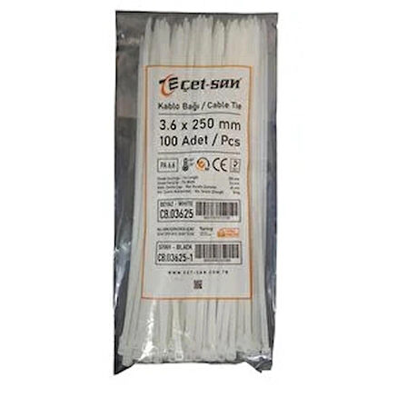Çetsan 3,6*250 mm Kablo Bağı Beyaz (100 Adet)
