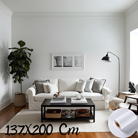 Beyaz Mat Duvar Kaplama ve Duvar Baskı Folyosu 137x200Cm