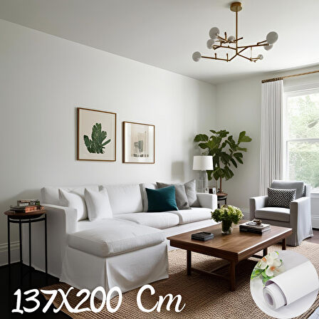 Beyaz Mat Duvar Kaplama ve Duvar Baskı Folyosu 137x200Cm