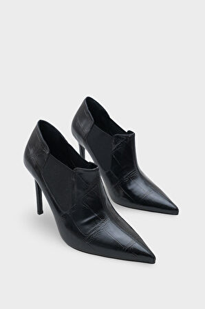 Kadın lastikli Sivri Burun Topuklu Günlük Bot İnves Siyah