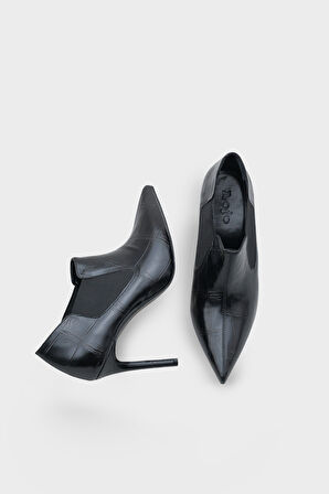 Kadın lastikli Sivri Burun Topuklu Günlük Bot İnves Siyah