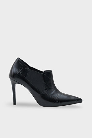 Kadın lastikli Sivri Burun Topuklu Günlük Bot İnves Siyah