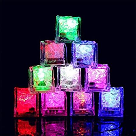 YILBAŞI PARTİ IŞIKLARI 12 ADET LED IŞIKLI BUZ KÜPÜ LED LİGHT ICE CUBE RENKLİ LED IŞIKLI VIP KALİTE BUZ KÜPÜ