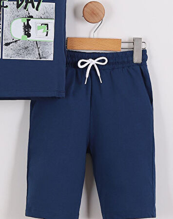 Erkek Çocuk Skate Day Baskılı Tişört Şort 2'li Takım