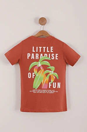 Erkek Çocuk Little Paradise Ön ve Arka Baskılı Tişört Şort 2'li Takım