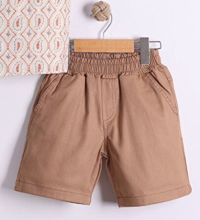 Erkek Çocuk Dokuma Etnik Desenli Gömlek Şort 2'li Takım