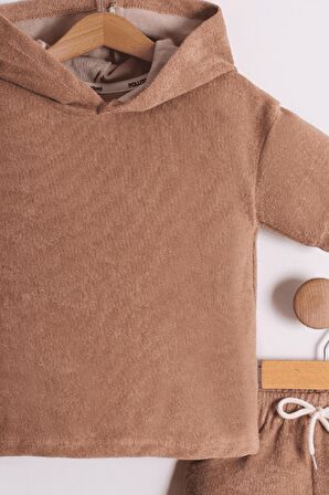 Erkek Çocuk Kapüşonlu Havlu Kumaş 2'li Takım