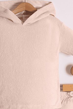 Erkek Çocuk Kapüşonlu Havlu Kumaş 2'li Takım