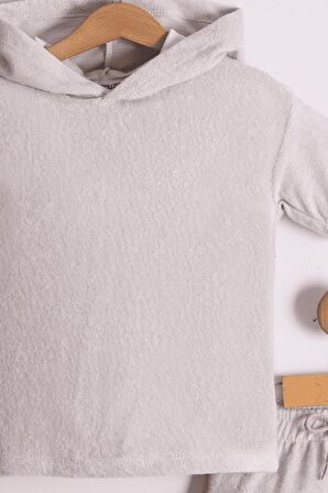 Erkek Çocuk Kapüşonlu Havlu Kumaş 2'li Takım