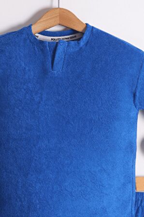 Erkek Çocuk Bisiklet Yaka Yarım Patlı Havlu Kumaş 2'li Takım