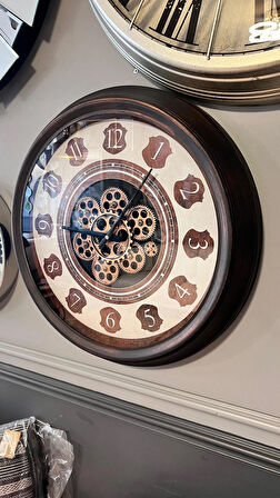 Çarklı Bronz Metal Kasa Duvar Saati