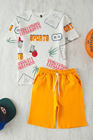 Erkek Çocuk Çok Baskılı Tişört Şort 2'li Takım