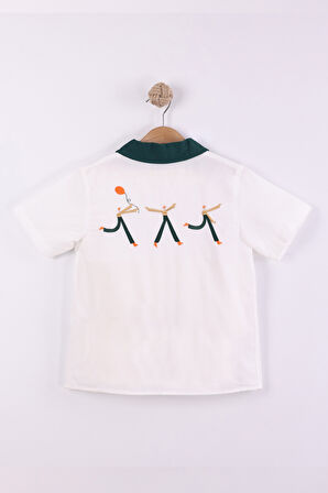 Erkek Çocuk Apaş Yakalı Gömlek Cepli Arkası Nakışlı 2'li Takım