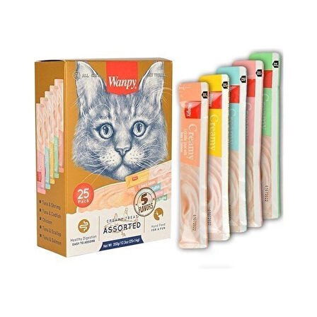 Wanpy Creamy Cat Treat Karışık Krema Sıvı Kedi Ödül Maması 14 gr x 10 Adet