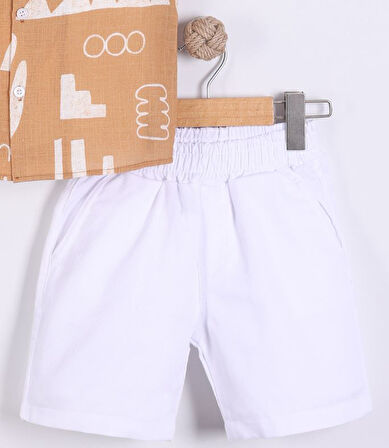 Erkek Çocuk Karışık Desenli Gömlek Şört 2'li Takım 