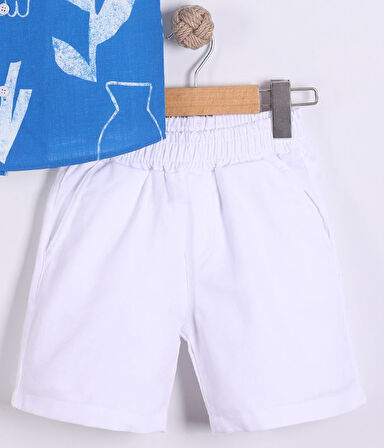 Erkek Çocuk Karışık Desenli Gömlek Şört 2'li Takım 