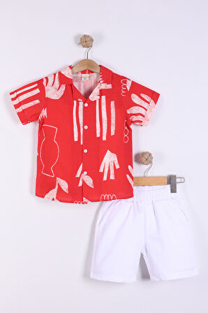 Erkek Çocuk Karışık Desenli Gömlek Şört 2'li Takım 