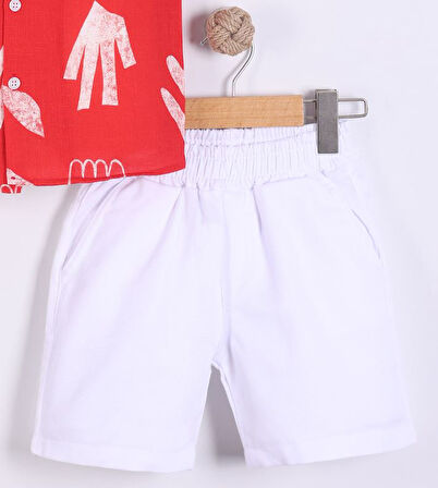 Erkek Çocuk Karışık Desenli Gömlek Şört 2'li Takım 