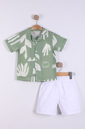 Erkek Çocuk Karışık Desenli Gömlek Şört 2'li Takım 