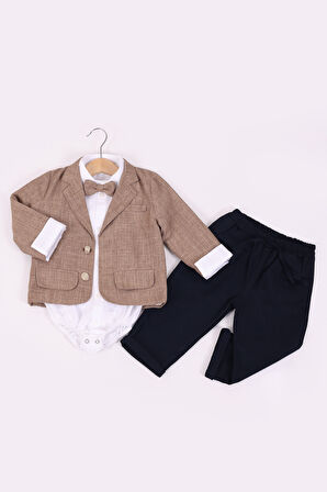 Erkek Bebek Zıbınlı Ceketli 4'lü Takım