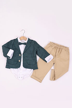 Erkek Bebek Zıbınlı Ceketli 4'lü Takım