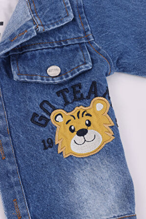 Erkek Çocuk Kot Ceket 3'lü Takım