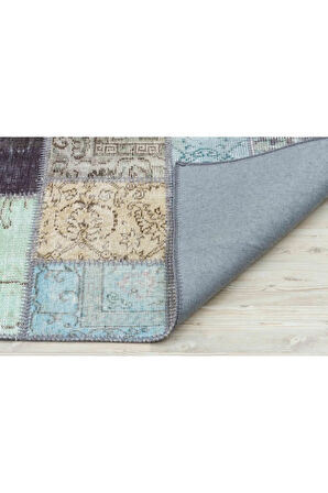 Çok Renkli Patchwork Eskitme Halı