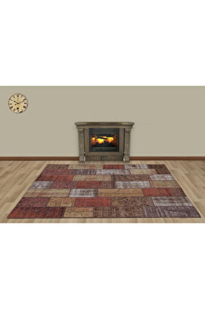 Gerçek El Dokuma Eskitme Patchwork Halı Model 5561