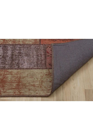 Gerçek El Dokuma Eskitme Patchwork Halı Model 5561