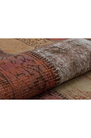 Gerçek El Dokuma Eskitme Patchwork Halı Model 5561