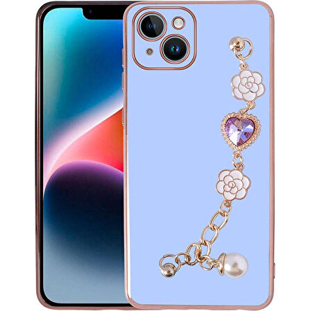Teleplus Apple iPhone 15 Plus Kılıf Kamera Korumalı El Tutmalı Taka Taşlı Kapak