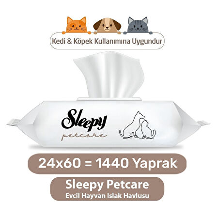 Sleepy Petcare Evcil Hayvan Islak Havlusu 24X60 1440 Yaprak