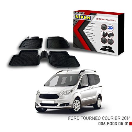 Ford Tourneo Courier Havuzlu 3D Paspas Niken Siyah 2014+ sonrası uyumlu