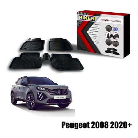 Peugeot 2008 Havuzlu 3D Paspas Niken Siyah 2020+ sonrası uyumlu