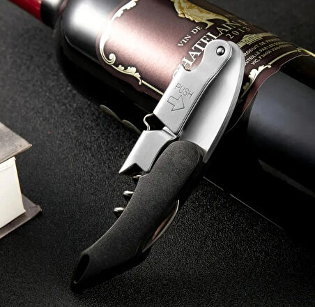 Tirbuşon Siyah Saplı Paslanmaz Çelik