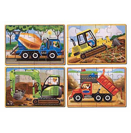 İnşaat Araçları 3+ Yaş Büyük Boy Puzzle 4x12 Parça