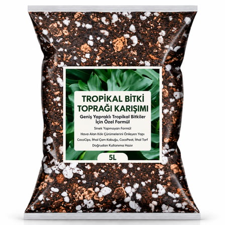 Tropikal Bitki Toprağı Karışımı 5 Litre Monstera Alocasia Schefflera İçin Sinek Yapmayan Formül