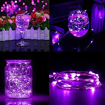 2 METRE MOR PİLLİ LED IŞIK MOR LED IŞIK MOR YILBAŞI AĞACI IŞIĞI MOR NOEL IŞIĞI PURPLE CHRİSTMAS LED LİGHT PARLAK PERİ LED IŞIK