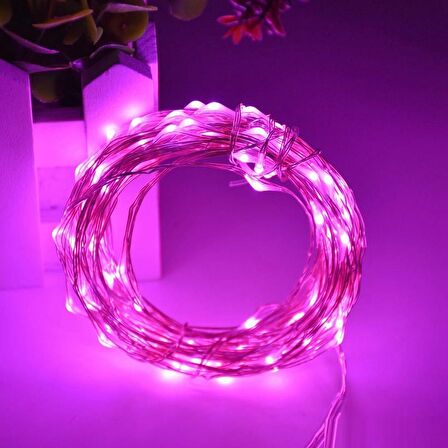 10 METRE PEMBE PİLLİ LED IŞIK PEMBE YILBAŞI AĞACI IŞIĞI PİNK CHRİSTMAS TREE LED LİGHT  PEMBE LED IŞIK