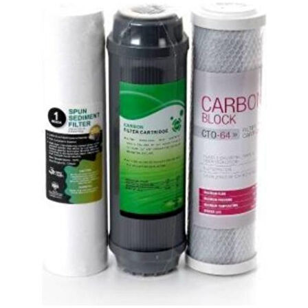 Sulook Su Arıtma Cihazı Yedek Filtre Seti 3 Aşama Çift Karbonlu Set