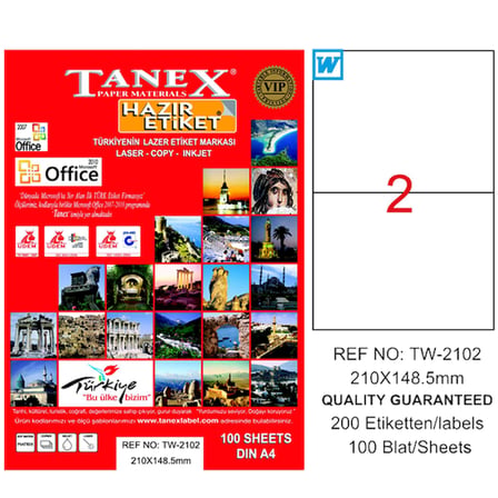 Tanex Tw-2102 Lazer Etiket 210X148 Mm Tw2102Las10100