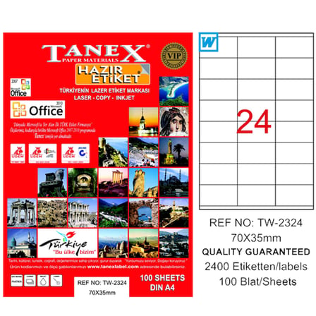 Tanex Tw-2324 Lazer Etiket 70X35 Mm Tw2324Las10100