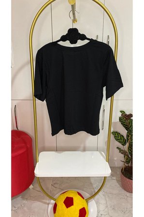 AYICIKLI KISA BOY TİŞÖRT KISA KOLLU PENYE BEYAZ KROP TİŞÖRT - BEYAZ TEDDY NAKIŞLI TSHIRT