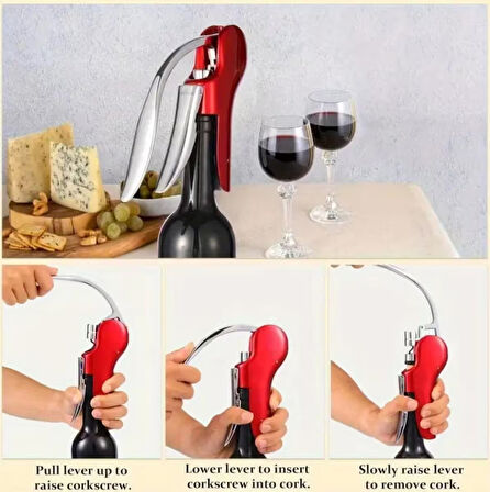 Tirbuşon Profesyonel Dökme Demir Şarap ve Şampanya Mantar Açacağı Güvenli Tutuşlu