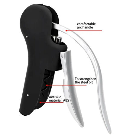 Tirbuşon Profesyonel Dökme Demir Şarap ve Şampanya Mantar Açacağı Güvenli Tutuşlu