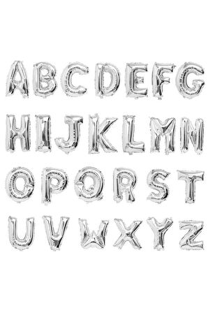 Folyo Balon Harf Gümüş Renk 100 cm 40 inc Helyum Uyumlu