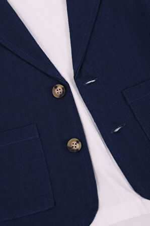 Erkek Çocuk Keten Ceket Pantolon 3'lü Takım